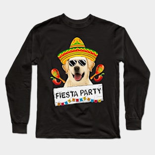 Funny Party Cute Labrador Retriever Dog Sombrero Long Sleeve T-Shirt